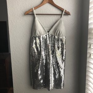 LaRok | Silver Sequin Mini Holiday Dress
